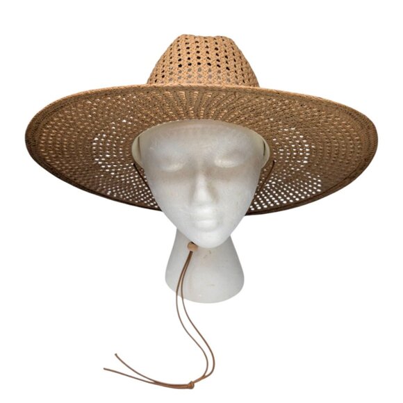 Lack of Color Vista Sun Hat Womens Brown Paper Straw Drawstring Wide Brim Size M - Picture 4 of 14